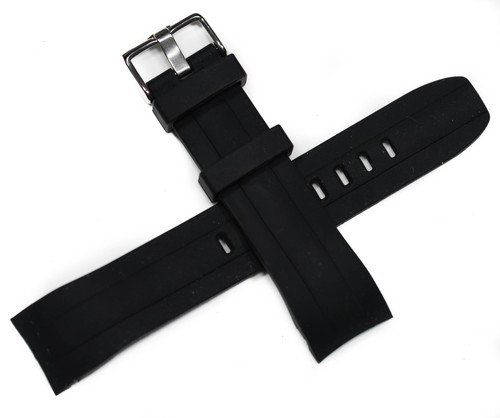Black 22mm curved end silicone - end,