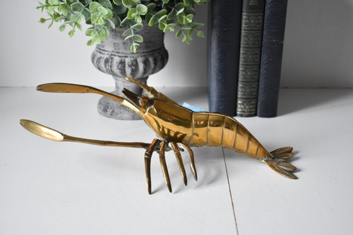 Vintage brass lobster ornament - brass,
