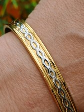 Magnohealth Yellow gold silver plated Magnetic therapy solid metal Cuff Bracelet