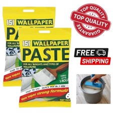 WALLPAPER PASTE 5 ROLLS 10 ROLLS ALL PURPOSE QUICK STRONG ADHESIVE XTRA STRENGTH