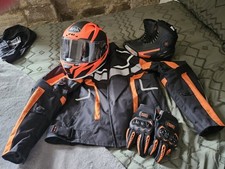 Motorbike Clothing Size 8 Boots Gloves Medium Jacket And Helmet 