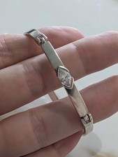 Clear Stone 925 Silver Hinged