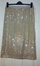BNWOT Gallery for Dunnes Stores Sequined Silver/Nude  Skirt Size M RRP £65