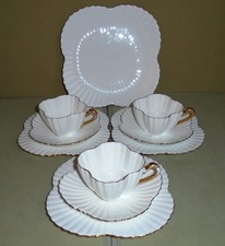 Antique 1886 Wileman Clover Alexandra Shape Part Tea Set White Gold Rd60650