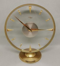 Vtg 1960s Imhof Brass Swiss Mantle Clock 8-day Transparent Mid Century Timepiece