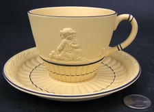 Wedgwood Cane Jasperware Cherubs Putti Teacup Cup & Saucer