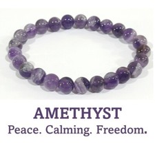 Amethyst Beaded Crystal Stone Healing Bracelet 8mm Beads Chakra Gift Stone