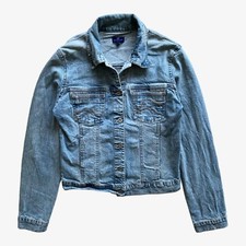 Vintage Y2K Women's Naf Naf Light Blue Denim Jacket, Trucker Workwear Chore 90s