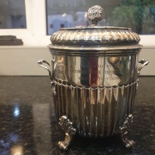 Vintage silver plated White City trophy biscuit barrel ,White City