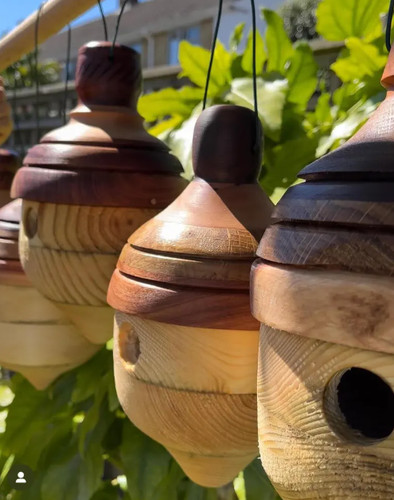 Handcrafted wooden bird house - bird,