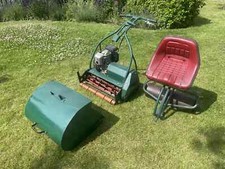 Working Webb 24 inch cut  vintage lawnmower with seat/roller and large grass box