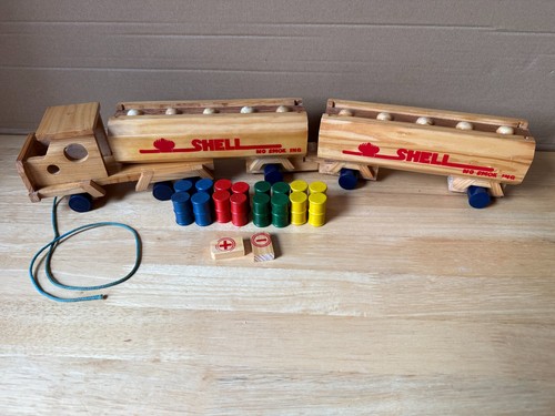 Vintage wooden pull along fuel - wooden,