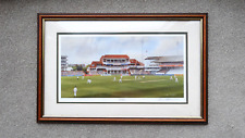 Framed and signed by the artist, Terry Harrison Headingly Cricket print