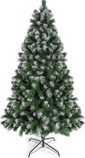 Prextex 6FT Pop Up Artificial Christmas Tree Canadian Fir Full White Tips Stand