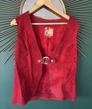 True Vintage 1970s (or 1960s) Real Suede Red Waistcoat