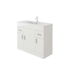 Bathroom Vanity Unit with Sink Basin Storage Cupboard Furniture Set White 1000mm
