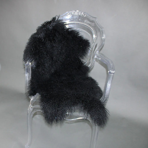 Mongolian lambskin rug - lambskin, black
