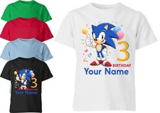 Birthday T Shirt Personalised Sonic Age Children Birthday Kids Boys Xmas Gift