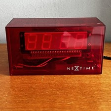 Vintage 80s Transparent Red Perspex LED NeXtime Alarm Clock Like Habitat