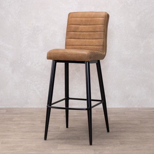 Leather bar stool - stool, tan
