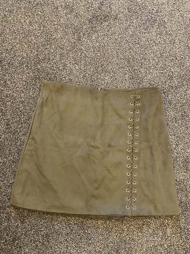 Ladies khaki suede look mini - ladies,