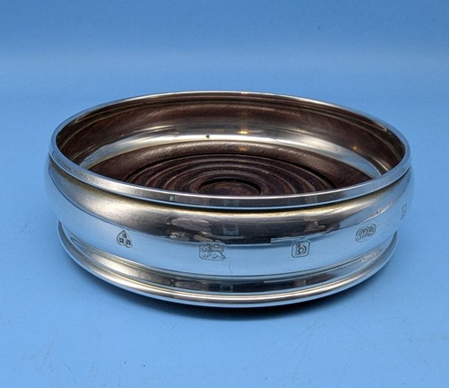 Hallmarked silver wine coaster - silver,