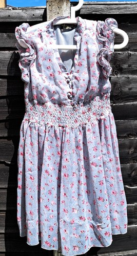 Light grey blue floral dress - grey/blue,