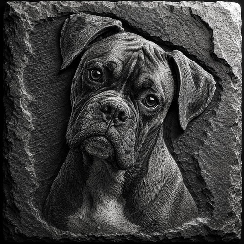 Boxer dog engraved - dog, slate