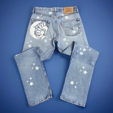 Vintage 90s Levi’s 501 Jeans W29 L30 Custom Sun Moon Stars Hippy Celestial USA