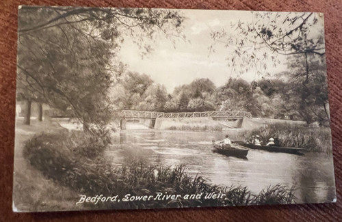 Antique postcard bedford weir - postcard,