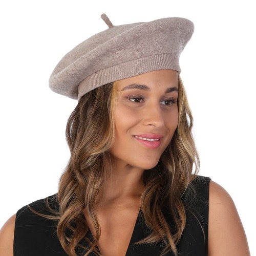 Mocha wool beret - hat, classic
