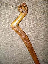 Antique Batavian Unusual Walking Stick - Intricate Hand-Carved Floral Handle