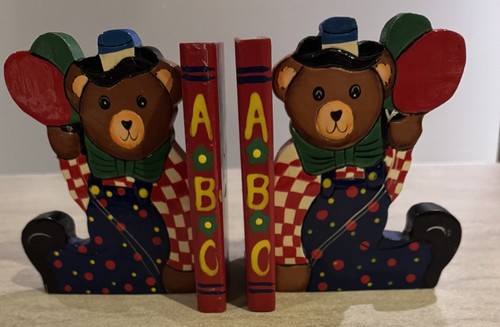 Vintage hand painted wood - vintage, bear