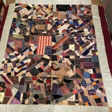 1883 SIGNED CRAZY QUILT