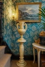 Hand-Carved Alabaster Pedestal