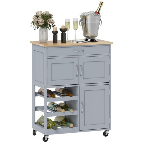 Homcom rolling kitchen island - rolling,