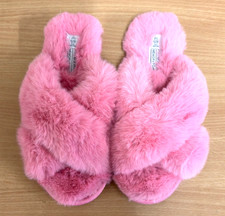 Primark Girls Pink Fluffy Memory Foam Mule Slippers Size 5-6 BNWT Comfortable
