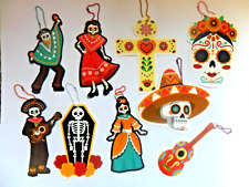 Nine Large Card  CINCO DE MAYO Sugar Skull Christmas Tree / Hanging Decorations