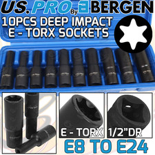 US PRO E-TORX DEEP IMPACT EXTERNAL E TORX Sockets E-TYPE Female Torx IMPACT 10PC