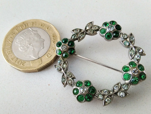 Antique brooch emerald green - antique,