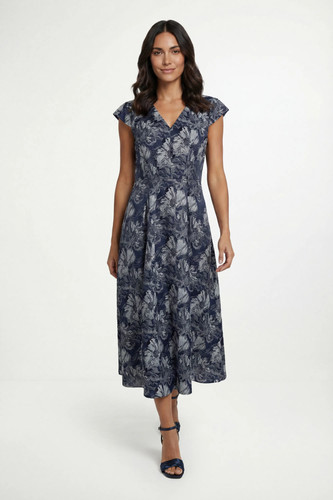 Wallis navy fit flare dress - navy,