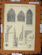 Original Old Antique Print
