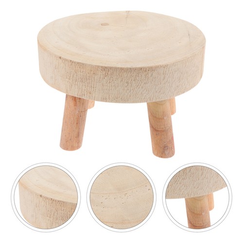 Wooden low stool - wooden, rack