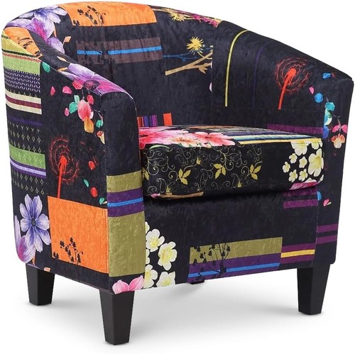Black patchwork accent tub - black,