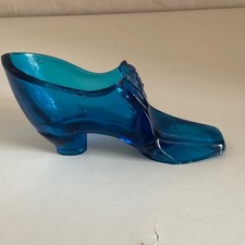 Vintage cobalt blue  glass shoe slipper