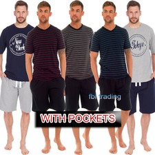 Mens Pyjamas Shorts Set Night Suit Short sleeve Night Pj Loungewear Cotton mix 