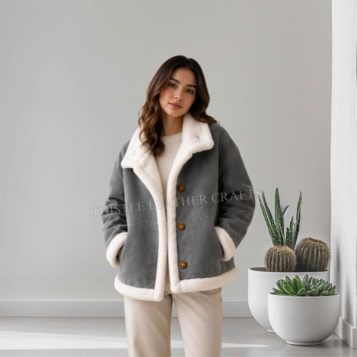 Women shearling suede jacket - women,
