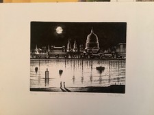 River Thames - St Pauls Cathedral by  John Duffin Signed Limited Edition Etching