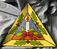 Early 2000 LORNA BAILEY Christmas Candle & Holly Triangular PLATE -Old Ellgreave