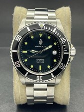 SANDOZ Swiss Made 25Jewel Automatic ETA Dive Watch Men's Black Sapphire Serviced